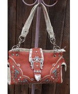 Orange and Turquoise Studded  Accented Western Style Satchel Handbag - $67.91 CAD