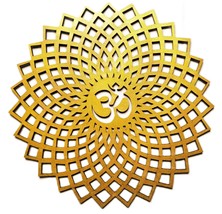 Golden Om Round Decorative Wall Art Mdf Wooden Om Chakra For Temple, Living Room - £31.64 GBP
