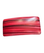 Vintage Rectangular Shaped Red Black Striped Hair Barrette Faux Stone 1980s - £16.96 GBP