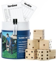 Large Wooden Yard Dice Set of 6 with Two Games and Cardboard Bucket - £36.85 GBP