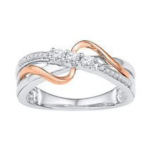 10kt Two-tone Gold Womens Round Diamond 3-stone Crossover Band Ring 1/5 Cttw - £286.91 GBP
