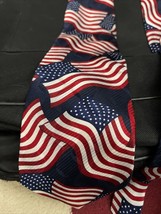 Patriotic AMERICAN FLAGS Silk Tie Necktie by American Traditions Red White Blue - £8.28 GBP