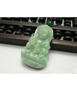Vintage Natural Green Kwanyin Jade Pendant Charm - $19.99