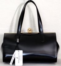 Alberta Di Canio Stecca Italian Designer Black Calf Leather Satchel Bagnwt! - £133.75 GBP