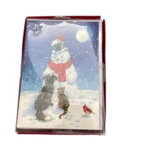 KMart Vintage Snowman Animal Cat Dog Bird Holiday Greeting Card 18 Cards Envs - £13.70 GBP