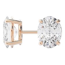 18k Rose Gold Oval Shape Diamond Stud Earrings .75 Carats - £1,301.79 GBP