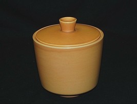 Old Vintage 70s Orange Canister Storage Jar w Lid Ceramic Kitchen Tool D... - £19.82 GBP