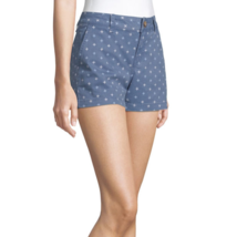 a.n.a. Women&#39;s Mid Rise Twill Chino Shorts Size 16 Blue Shiburi Geo NEW ... - £16.73 GBP