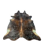 Dark Brown Cowhide Rug with Green Turquoise Acid Washed Size: 7.7x6.5 fe... - €252,48 EUR