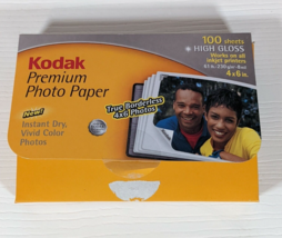 Kodak Premium Photo Paper 4x6 High Gloss 100 Sheets Instant Dry Vivid Color - $6.85
