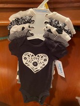 Carter&#39;s Girl&#39;s Black &amp; White 5 Short sleeve Bodysuits Newborn *NEW W/TA... - €13,14 EUR