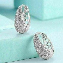 2CT Runder Moissanit Lab-Created Diamant Reifen Huggies Ohrringe Sterlingsilber - $139.14