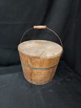Antique Apple Jelly Wooden Wood Banded Staved Bucket Pail and Lid Primit... - $99.99