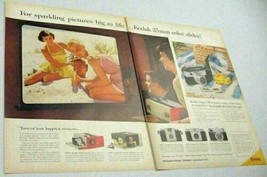 1958 Print Ad Kodak 35mm Color Slide Projectors Ladies &amp; Man at Beach - £8.20 GBP