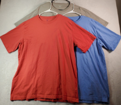 Lot Of 3 Lands&#39; End Tee Shirt Mens XLT Taupe Blue Red 100% Cotton Crew Neck EUC - £19.03 GBP