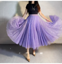 PURPLE Glittery Sequin Tulle Skirt Women Plus Size Sequined Sparkly Tulle Skirts image 1