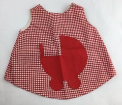 Vintage 60&#39;s Baby Girls Gingham Red Priam Jette Viby  Handmade In Denmark - $49.49