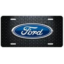 Ford auto vehicle art aluminum license plate car truck SUV grey diamond tag  - $16.58