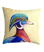Betsy Drake Mr. Wood Duck Large Noncorded Pillow 18x18 - £31.15 GBP