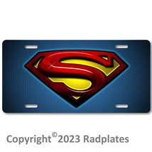 Superman Inspired Art Red/Yellow on Blue Aluminum Novelty License Plate Tag NEW - £13.42 GBP