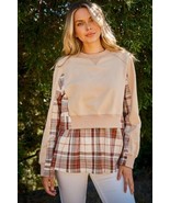And The Why Full Size Double Layered Plaid Contrast Sweatshirt - $100.88 CAD