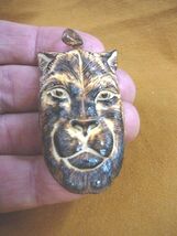 (j-panther-6) wild Panther PENDANT brown face panthers water buffalo mat... - $33.96