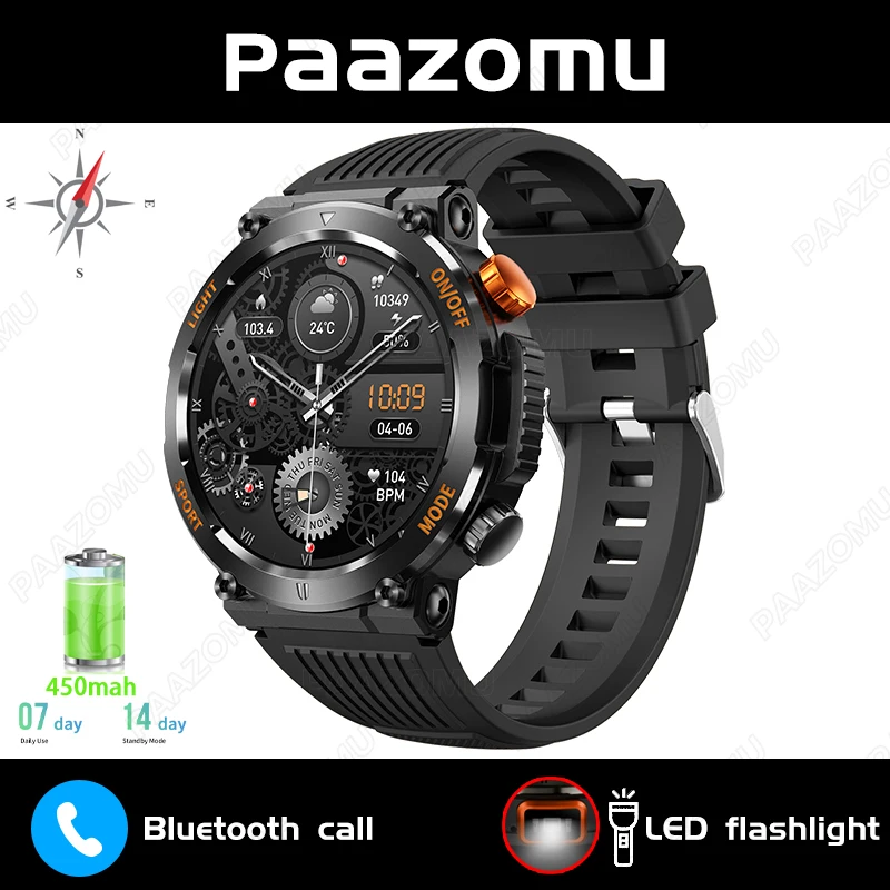 New Compass Smart Watch LED Flashlight Outdoor Watches IP67 Waterproof B... - £47.48 GBP