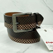 Basket Weave Embossed Brown Leather Belt Size 34 - $19.79