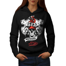 Wellcoda Dead Rockers Grim Skull Womens Hoodie,  Casual Hooded Sweatshirt - £28.39 GBP
