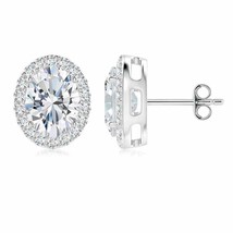 Authenticity Guarantee 
ANGARA Lab-Grown Diamond Studs with Halo in 925 Silve... - £1,778.91 GBP