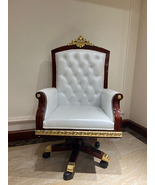 Luxurious White Leather Throne Office Chair - $3,380.00