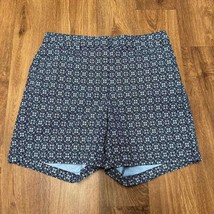 Lands End Womens Blue Mid Rise Geometric Pattern Shorts Size 10 6.5” Inseam - $27.72