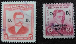 2 Philippines Stamps O.B. and Victory Overstamped - £0.78 GBP