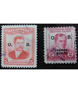 2 Philippines Stamps O.B. and Victory Overstamped - $0.99