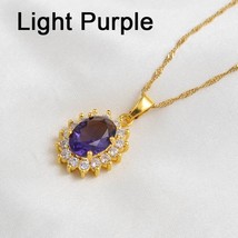 Anniyo RED/GREEN/Purple Colored Stones Pendant Necklaces Women Girl Gold Color C - £12.90 GBP