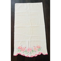 Vintage Scalloped Edge Cottage Core Lotus Flower Embroidered Standard Pi... - £10.27 GBP