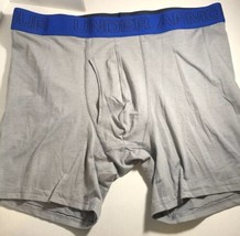 Under Armour Fitted Lg Underwear Boxerjocks Grey with/Blue Band - $20.29