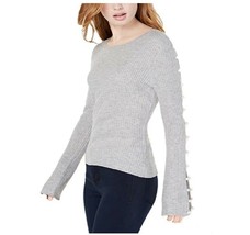 Ultra Flirt Juniors Size XS Grey Pull Over Sweater With Pearls On Sleeve NWT - £12.53 GBP