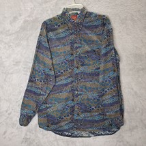 Shah Safari Mens Button Up Shirt M Multicolor Paisley Long Sleeve - £37.50 GBP