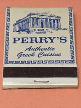 Vintage  Matchbook Cover  Perry’s Greek Cuisine  Pompano Beach,  FL gmg unstruck - £9.78 GBP