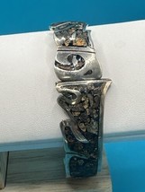 TC-55 TONO México Sterling Silver Hinged Bracelet Taxco Inlaid 6 3/4 &amp; 4... - $366.29