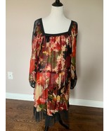 NWOT JEAN PAUL GAULTIER Femme Red Black Multi Silk Chiffon Shift Dress SZ L - $13,790.36 MXN