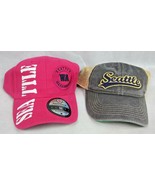 2 Caps Seattle City Snapback Cap Hat Adjustable Pink &amp; Charcoal  - $411.47 MXN