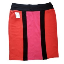 Vintage 90s Mini Skirt S Forever 21 NEW Pink Red Punk Stretch Bodycon Colorblock - £18.14 GBP