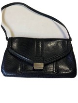 Calvin Klein Vintage Black Leather SnakeSkin Flap Shoulder HandBag with Mirror - £38.77 GBP