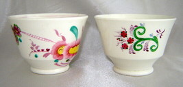 Lot (2) Hand Painted Antique Porcelain Multi-Colored Floral Cups w/out Handles - £7.75 GBP