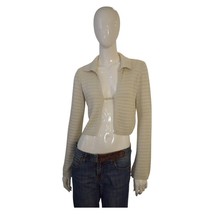 Combos Beige Knit Long Sleeves Cropped Cardigan Cardi size M - $59.40