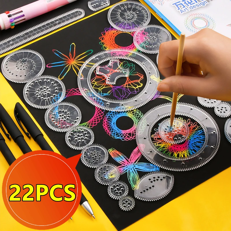 22/4/1PC Spirograph Ruler Drawing Scratch Painting Toys Interlocking Gears - £7.16 GBP+