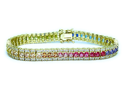 ADIRFINE 925 Sterling Silver Multi Colored Cubic Zirconia Tennis Bracelet - $143.99