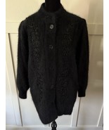 Vtg Lee Sands Cardigan Sweater Women Black One Size Missy Beaded Button ... - $47.80 CAD